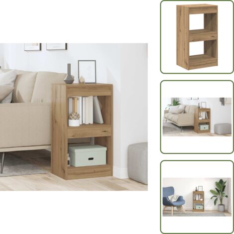 The Living Store Libreria/Divisorio in Rovere Artigianale 40x30x72 cm - Libreria a 2 livelli