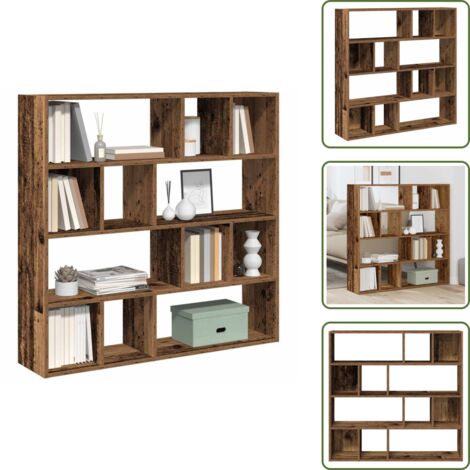 The Living Store Libreria/Divisorio Legno Antico 105x24x102 cm - Divisorio in legno