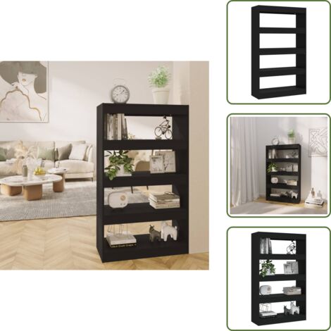 The Living Store Libreria/Divisorio Nero 80x30x135 cm in Truciolato - Libreria nera