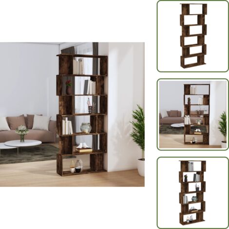 The Living Store Libreria/Divisorio Rovere Fumo 80x24x192cm in Legno Ingegnerizzato - Libreria con scomparti