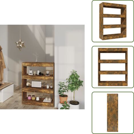 The Living Store Libreria/Divisorio Rovere Fumo 80x30x103 cm Legno Multistrato - Scaffale per libri