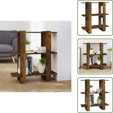The Living Store Libreria/Divisorio Rovere Fumo 80x30x87 cm - Scaffale per libri