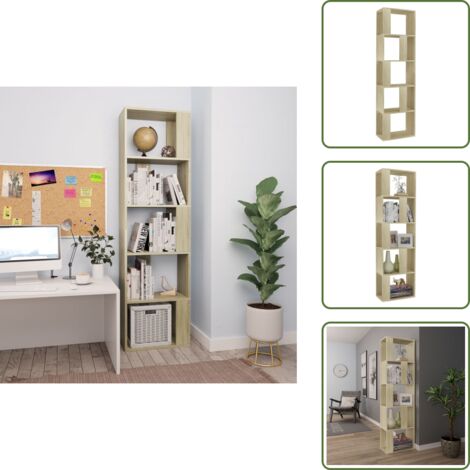 The Living Store Libreria/Divisorio Rovere Sonoma 45x24x159 cm Legno Multistrato - Libreria rovere sonoma