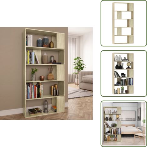 The Living Store Libreria/Divisorio Rovere Sonoma 80x24x159 cm Legno Ingegnerizzato - Libreria rovere