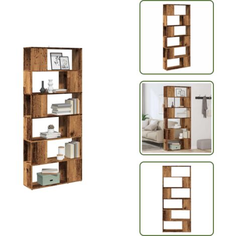 The Living Store Libreria/Divisorio Stanza Legno Antico 80x24x186 cm - Libreria con scomparti