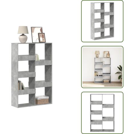 The Living Store Libreria Grigio Cemento 100x33x155,5 cm in Legno Multistrato - Libreria grigio cemento