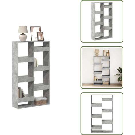 The Living Store Libreria Grigio Cemento 100x33x175 cm in Legno Multistrato - Libreria grigio cemento