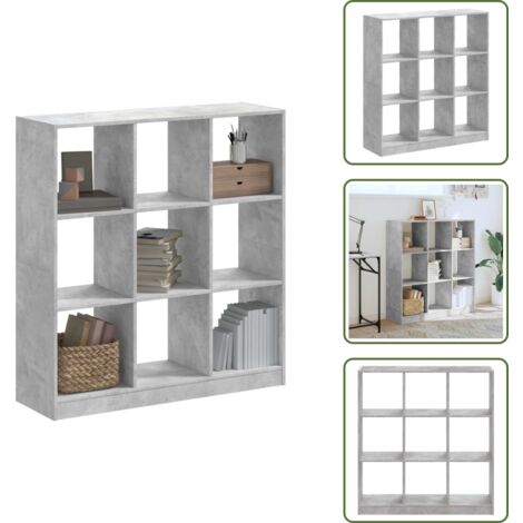 The Living Store Libreria Grigio Cemento 102x32x108 cm in Legno Multistrato - Libreria grigio cemento
