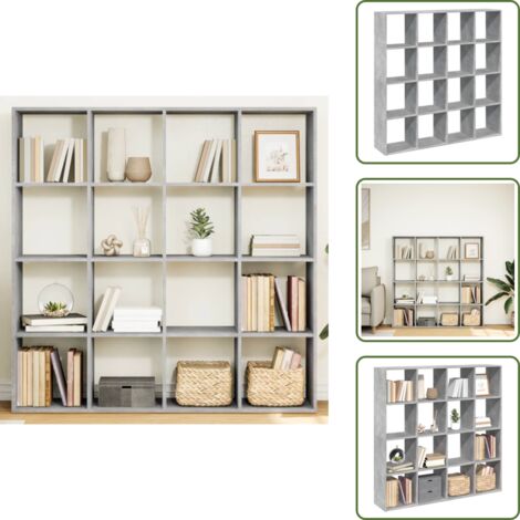 The Living Store Libreria Grigio Cemento 137,5x29x137,5 cm in Legno Multistrato - Libreria grigio cemento
