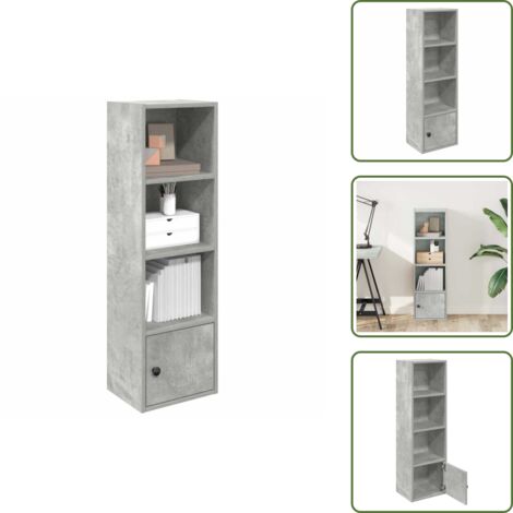 The Living Store Libreria Grigio Cemento 31x24x102 cm in Legno Multistrato - Libreria grigio cemento