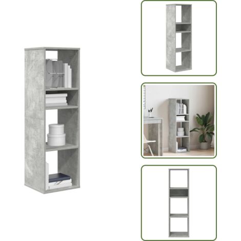 The Living Store Libreria Grigio Cemento 34x31x112 cm in Legno Multistrato - Scaffalatura per libri