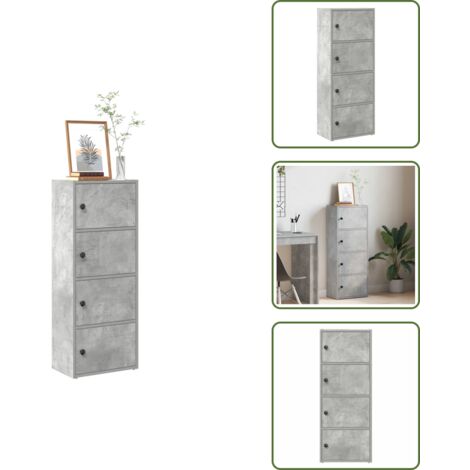 The Living Store Libreria Grigio Cemento 40x24x102 cm in Legno Multistrato - Libreria grigio cemento