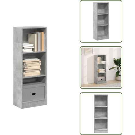 The Living Store Libreria Grigio Cemento 40x24x109 cm in Truciolato - Libreria grigio cemento