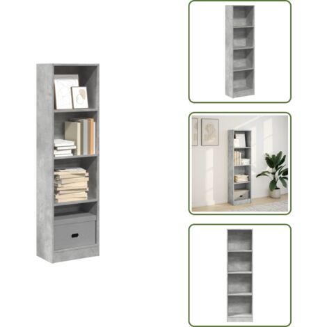The Living Store Libreria Grigio Cemento 40x24x143 cm in Truciolato - Libreria grigio cemento