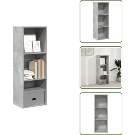 The Living Store Libreria Grigio Cemento 40x30x114 cm in Legno Multistrato - Libreria grigio cemento