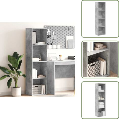 The Living Store Libreria Grigio Cemento 40x30x152 cm in Legno Multistrato - Libreria grigio cemento