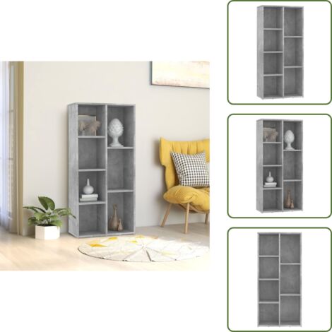 The Living Store Libreria Grigio Cemento 50x25x106 cm in Legno Multistrato - Scaffale per libri