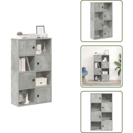 The Living Store Libreria Grigio Cemento 60x24x101,5 cm in Legno Multistrato - Armadio per libri