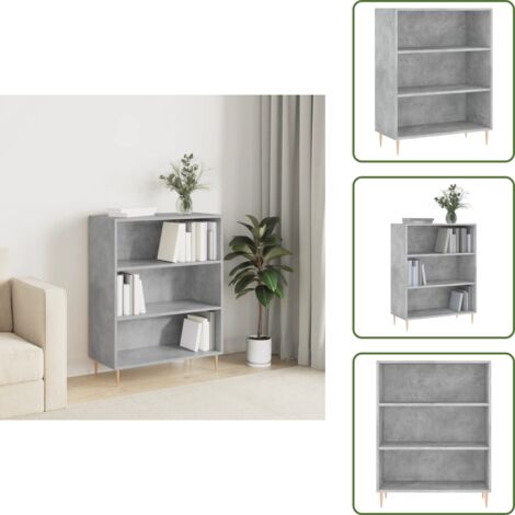 The Living Store Libreria Grigio Cemento 69,5x32,5x90 cm in Legno Multistrato - Libreria grigio cemento