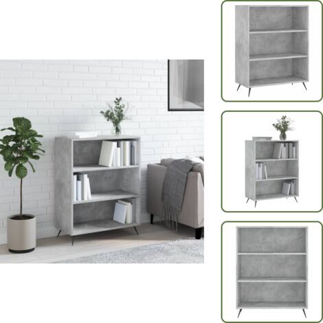 The Living Store Libreria Grigio Cemento 69,5x32,5x90 cm in Legno Multistrato - Libreria grigio cemento