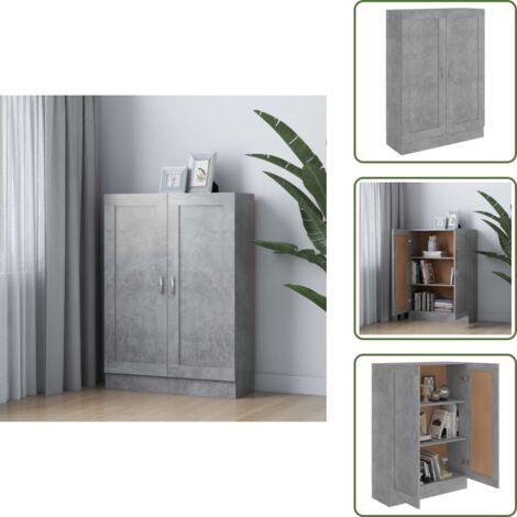 The Living Store Libreria Grigio Cemento 82,5x30,5x115 cm in Legno Multistrato - Scaffale per libri