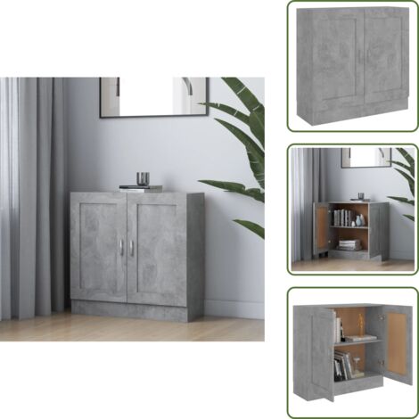 The Living Store Libreria Grigio Cemento 82,5x30,5x80 cm in Legno Multistrato - Scaffale per libri
