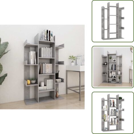 The Living Store Libreria Grigio Cemento 86x25,5x140 cm in Truciolato - Libreria grigio cemento