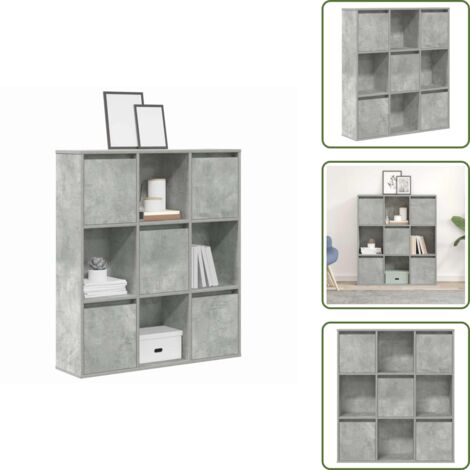 The Living Store Libreria Grigio Cemento 89x24x101,5 cm in Legno Multistrato - Armadio per libri