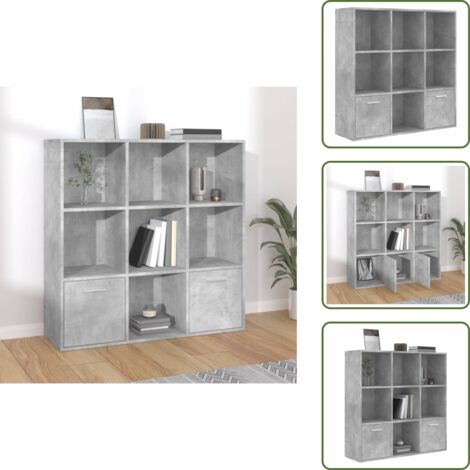 The Living Store Libreria Grigio Cemento 98x30x98 cm in Legno Multistrato - Libreria grigio cemento