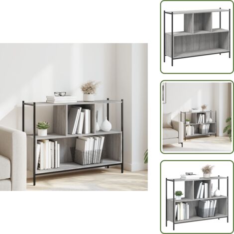 The Living Store Libreria Grigio Sonoma 102x28x77,5 cm in Legno Multistrato - Scaffale per libri