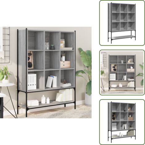 The Living Store Libreria Grigio Sonoma 102x30x141,5 cm in Legno Multistrato - Libreria salvaspazio