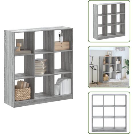 The Living Store Libreria Grigio Sonoma 102x32x108 cm in Legno Multistrato - Libreria grigio sonoma