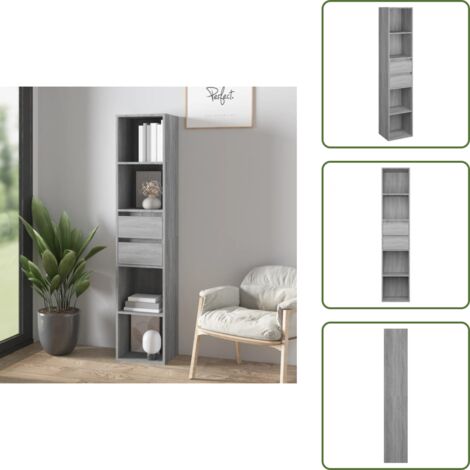 The Living Store Libreria Grigio Sonoma 36x30x171 cm in Legno Multistrato - Libreria moderna