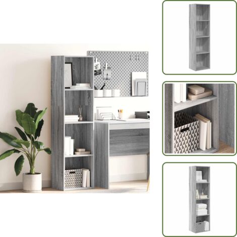The Living Store Libreria Grigio Sonoma 40x30x152 cm in Legno Multistrato - Libreria grigio sonoma