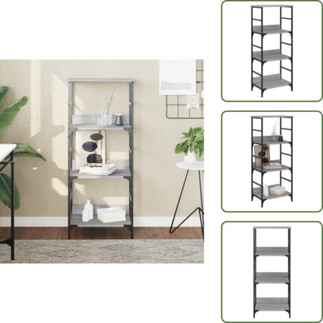 The Living Store Libreria Grigio Sonoma 50x33x117,5 cm in Legno Multistrato - Scaffale per libri