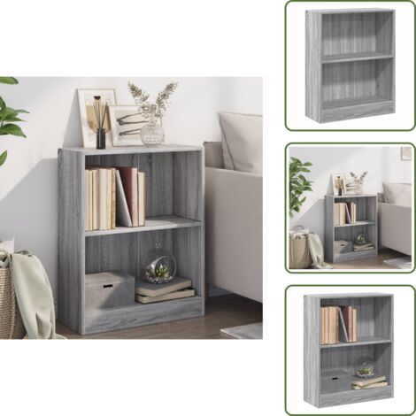The Living Store Libreria Grigio Sonoma 60x24x76 cm in Legno Multistrato - Libreria in legno