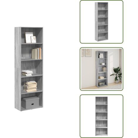 The Living Store Libreria Grigio Sonoma 60x30x189 cm in Legno Multistrato - Libreria grigio sonoma