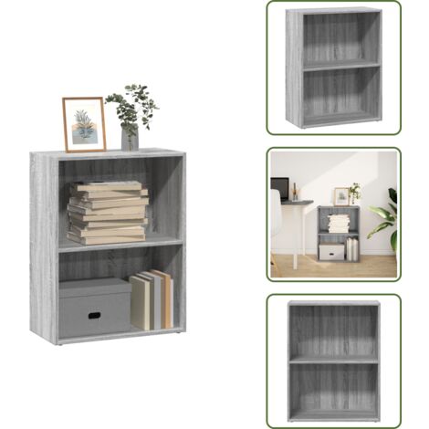 The Living Store Libreria Grigio Sonoma 60x30x77 cm in Legno Multistrato - Libreria grigio sonoma