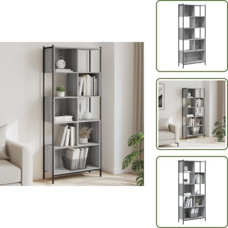 The Living Store Libreria Grigio Sonoma 72x28x172 cm in Legno Multistrato - Scaffale