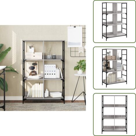 The Living Store Libreria Grigio Sonoma 78,5x33x117,5 cm in Legno Multistrato - Scaffale per libri