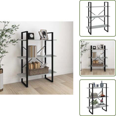 The Living Store Libreria Grigio Sonoma 80x30x105 cm in Legno Multistrato - Scaffale