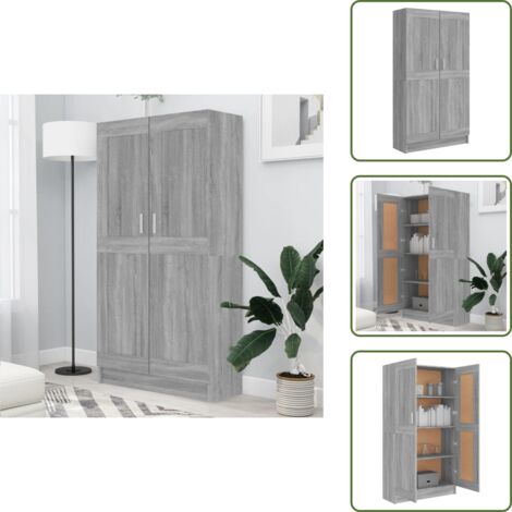 The Living Store Libreria Grigio Sonoma 82,5x30,5x150 cm in Legno Multistrato - Armadio per libri