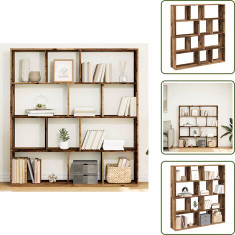 The Living Store Libreria Legno Antico 132x29x141,5 cm in Legno Multistrato - Libreria in truciolato