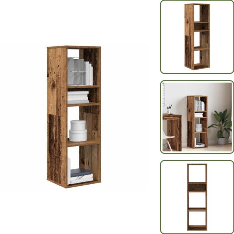 The Living Store Libreria Legno Antico 34x31x112 cm in Legno Multistrato - Scaffale per libri