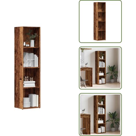 The Living Store Libreria Legno Antico 36x30x143 cm in Legno Multistrato - Libreria antica