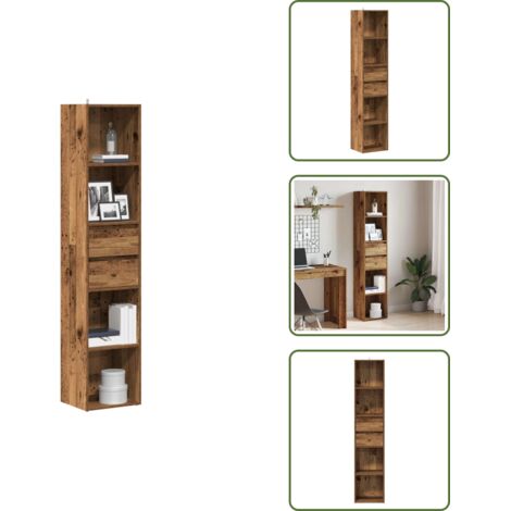 The Living Store Libreria Legno Antico 36x30x171 cm in Legno Multistrato - Libreria moderna