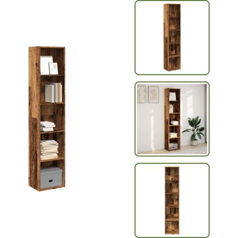The Living Store Libreria Legno Antico 40x30x189 cm in Legno Multistrato - Libreria antica