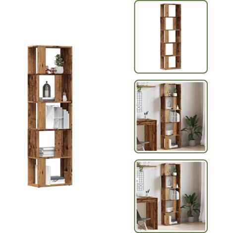 The Living Store Libreria Legno Antico 45x24x159 cm in Legno Multistrato - Libreria antica