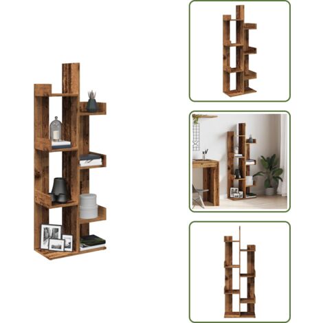 The Living Store Libreria Legno Antico 48x25,5x140 cm in Legno Multistrato - Scaffale per libri