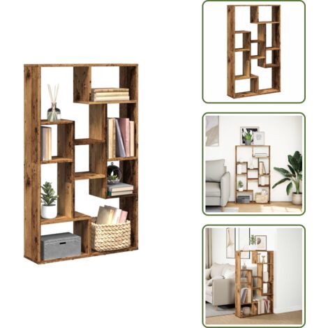 The Living Store Libreria Legno Antico 72x20x120,5 cm in Truciolato - Libreria moderna